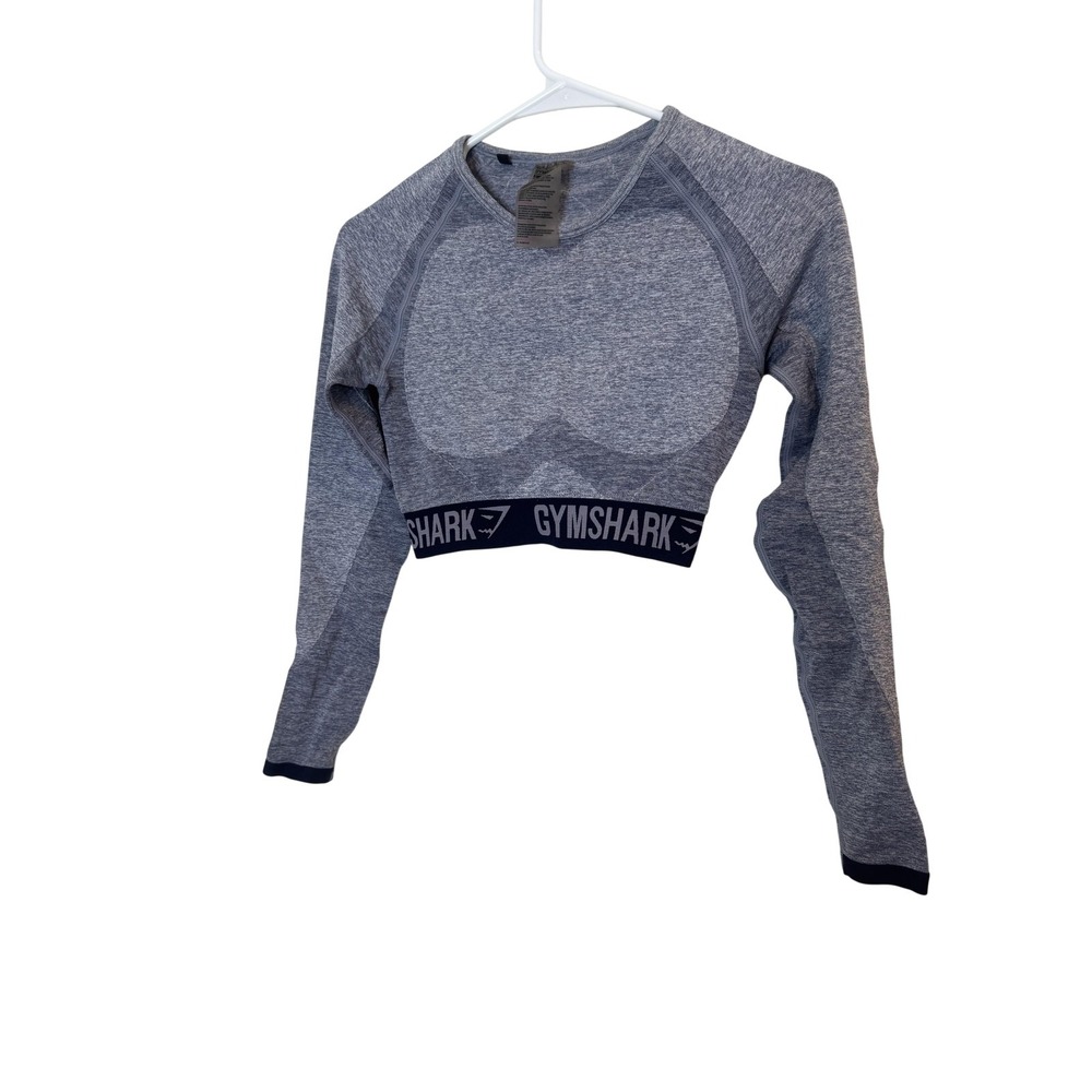 Gymshark Shirt Womens Small Gray Dry Long Sleeve Cropped Athletic Workout